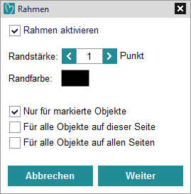 Ändern des Rahmens